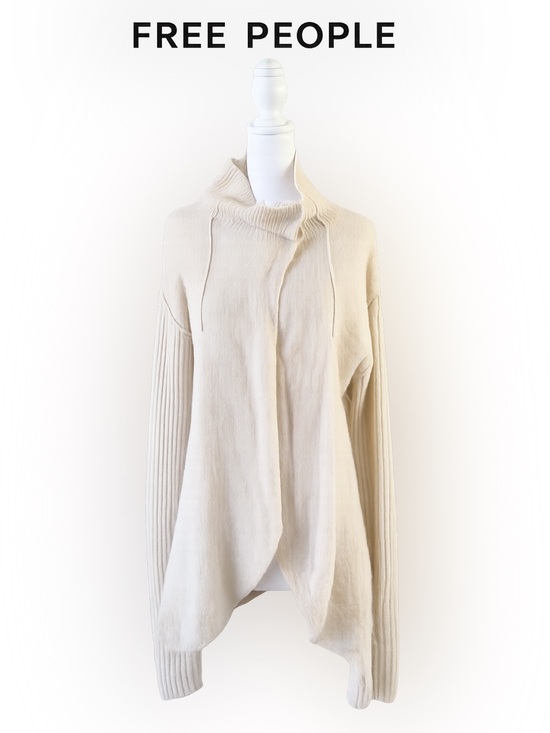 Free People Sweaters - Free People Cream Draped Cowl-Neck Knit Sweater